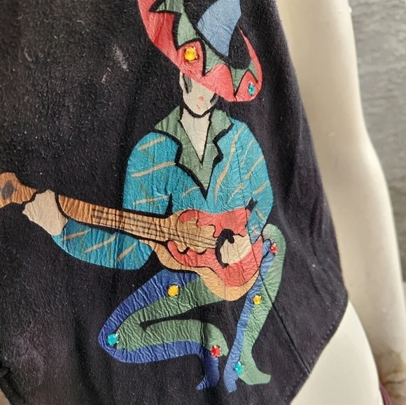 Char 70sLeather Vest Handpainted‎ Southwestern